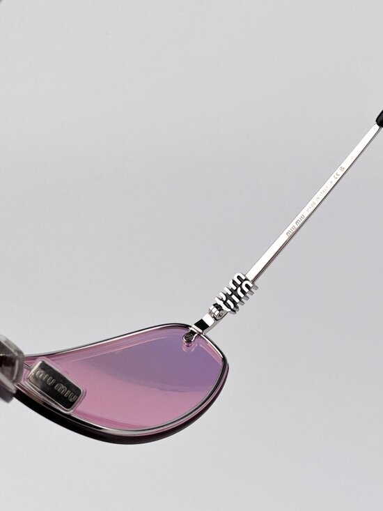 Miu Miu Women’s Sunglasses Silver Pink Wraparound MUA50S 1BC70J New & Authentic main image 13